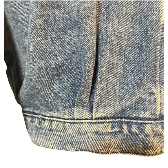 Vintage 80s Cropped Denim Jacket Studded Rhinestone Buttons USA Made Opal Size S - Picture 6 of 16